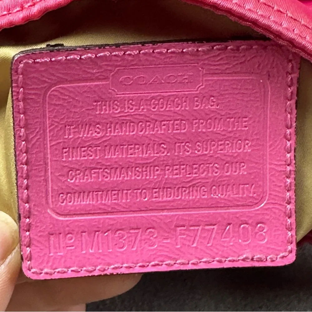 COACH Signature Getaway Nylon File Crossbody Bag Size OS Model F77408 Hot Pink